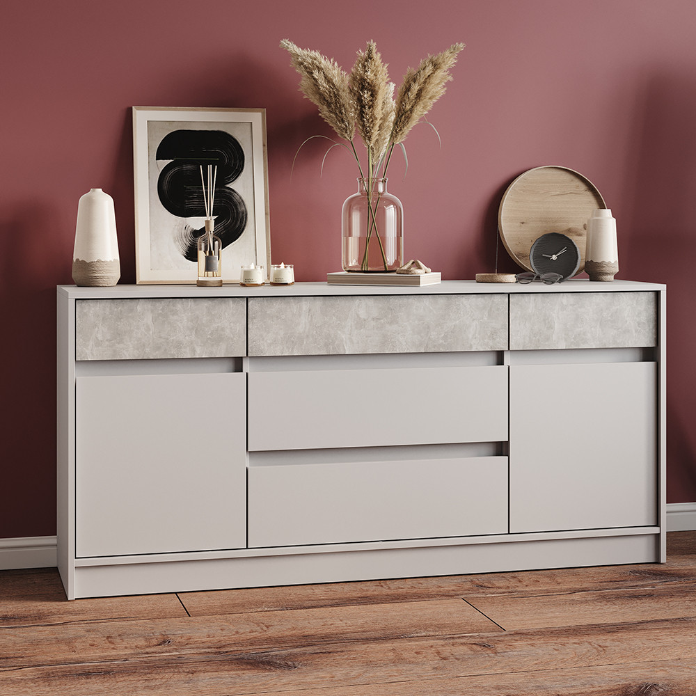 Большой комод с дверью и ящиками Эверест Стайл-1600 160,2х39х75,4 см Кашемир/Бетон (DTM-071159) Днепр - изображение 1