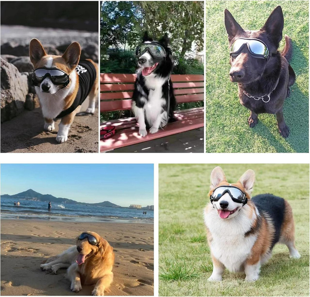 Захисні окуляри для собак з УФ-захистом, регульовані, вітрозахисні, водонепроникні, проти запотівання, для великих порід Київ - фото 7
