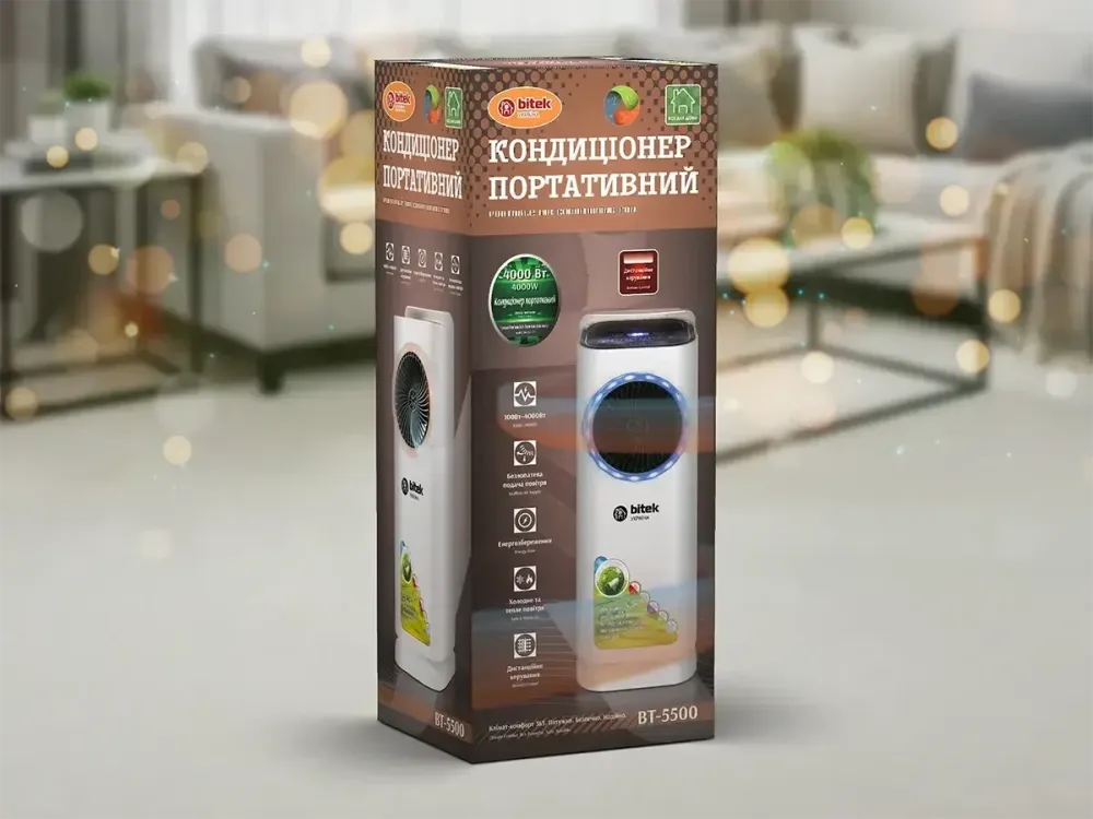 Портативний кондиціонер BITEK BT-5500 2л охолодження обігрів зволоження з пультом та дисплеєм Одеса - фото 1