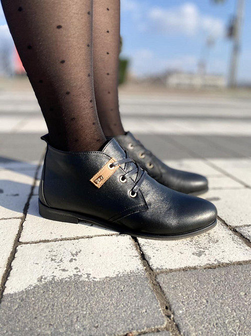 Черевики жіночі YDG чорні натуральна шкіра висота 10 см розмір 37 (1255) Коломия - фото 6