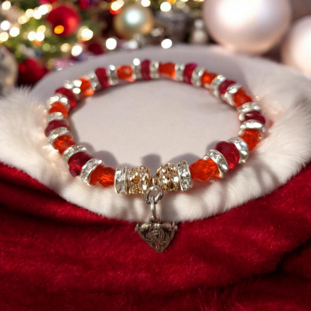 Жіночий браслети 3шт біжутерія на руку на резинці модний стильний перлини стрази червоний Одеса - фото 1