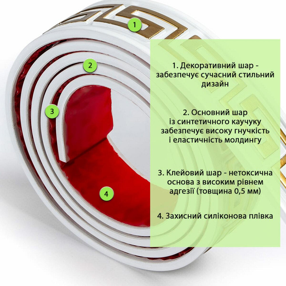 Молдинг 3000х50х6 мм Белый с золотом SW-00002688 Днепр - изображение 3