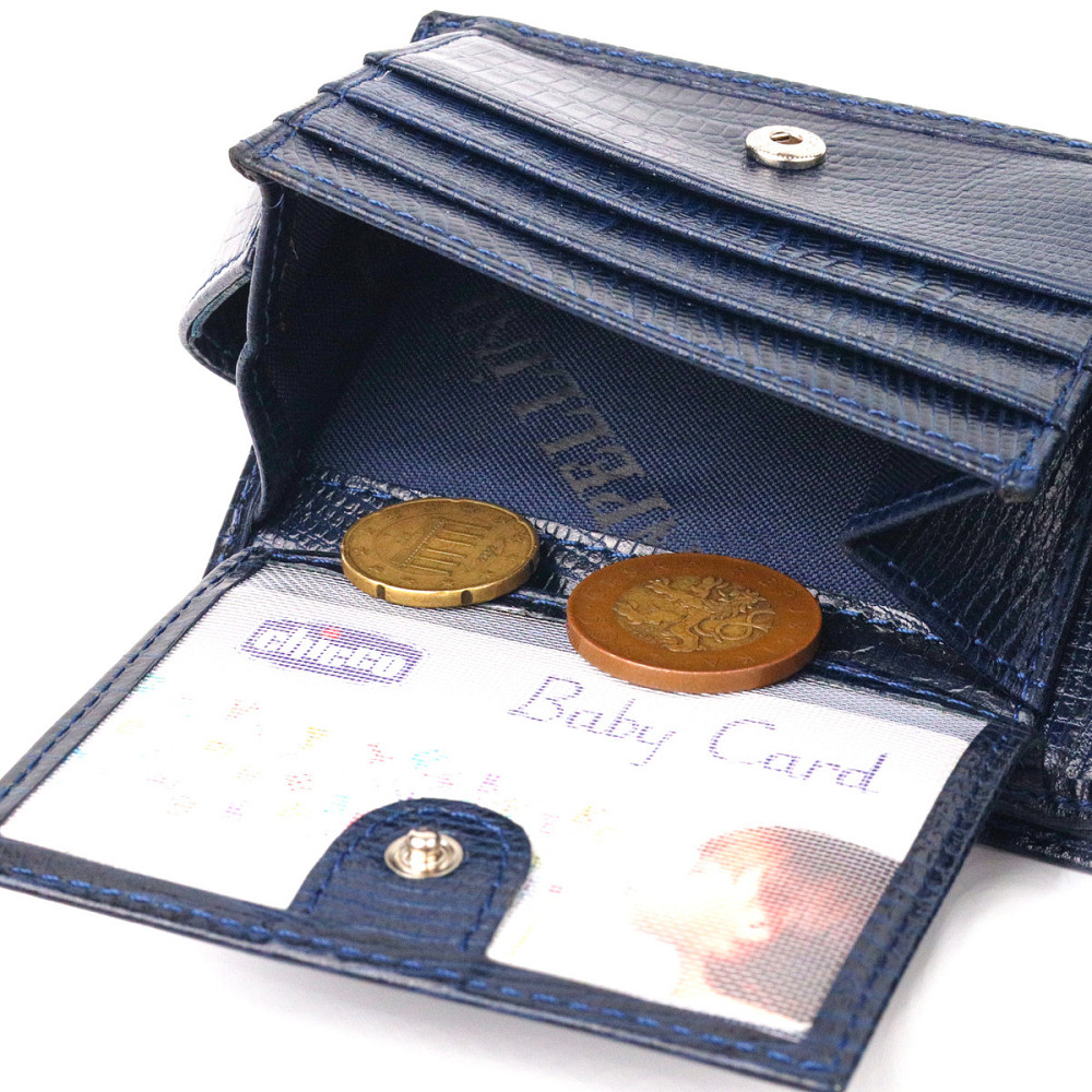 Гідний чоловічий гаманець з натуральної фактурної шкіри CANPELLINI 21515 Синій Київ - фото 9