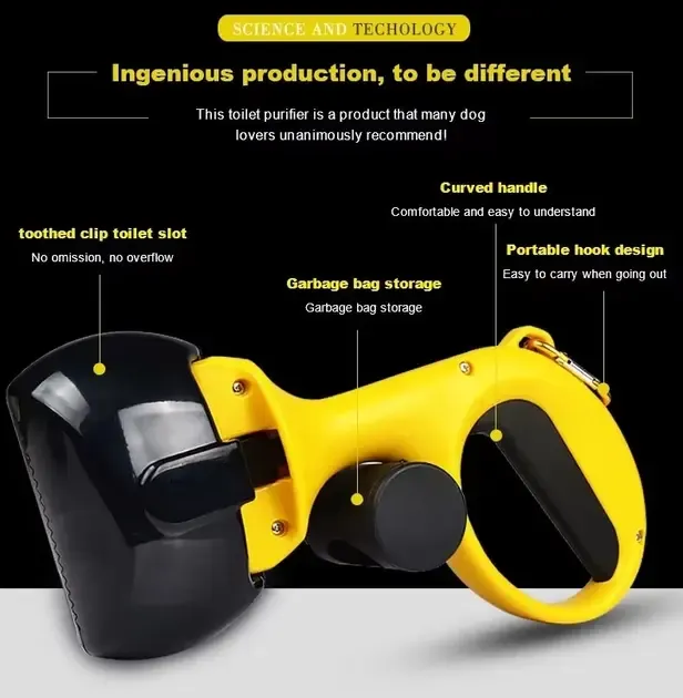 Автоматический совок для уборки Pooper Scooper 25 x 11 x 9 см / Щипцы для уборки с карабином и мешками в комплекте Коломыя - изображение 4