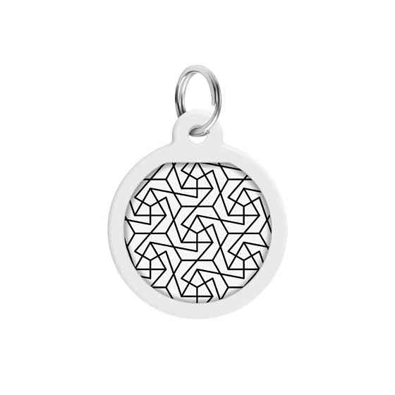 Адресник для собак і котів металевий WAUDOG Smart ID з QR-паспортом, малюнок "Геометрія", круг, Д 25 мм Вінниця