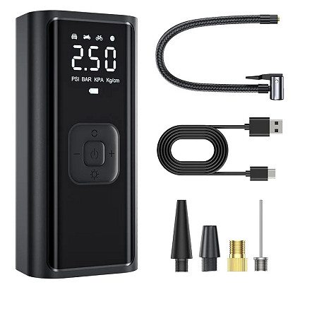 Насос акумуляторний цифровий COB-B6-01 (ZZLWN-081) 100 W Type-C з функцією PowerBank, ліхтариком, сумкою та перехідниками Вінниця - фото 1