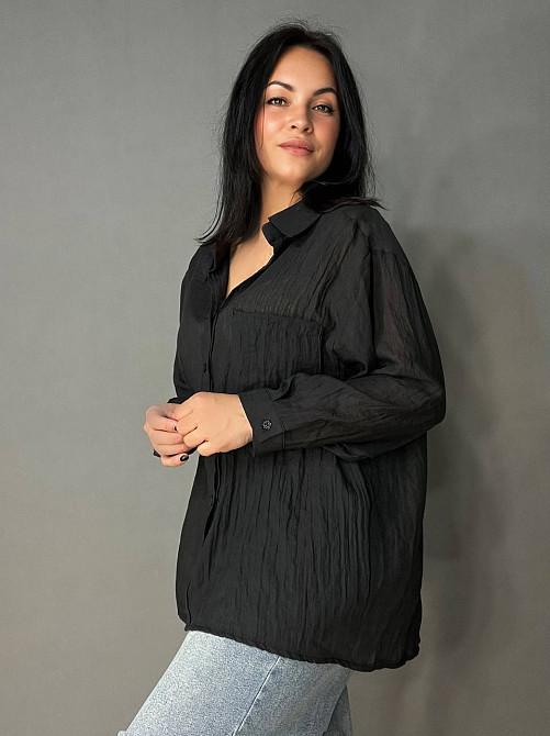 Сорочка жіноча Xingyue 388 оверсайз бавовна жатка з кишенею, чорний, one size Київ - фото 16