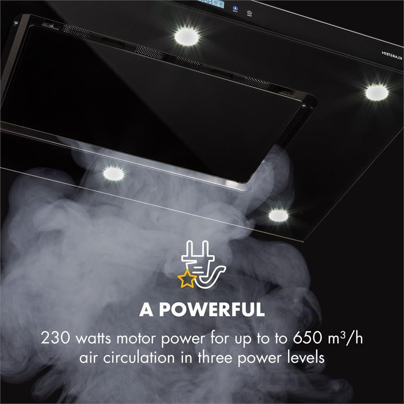 Острівна витяжка Valeria 90 см 6503/год витяжка touch LED скло неіржавка сталь чорний (Німеччина, читати Рівне - фото 6