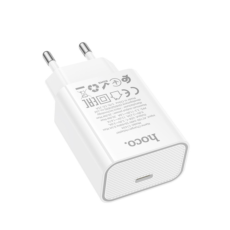 Сетевое зарядное устройство HOCO C143A Benefit single port PD20W charger White Одесса - изображение 4