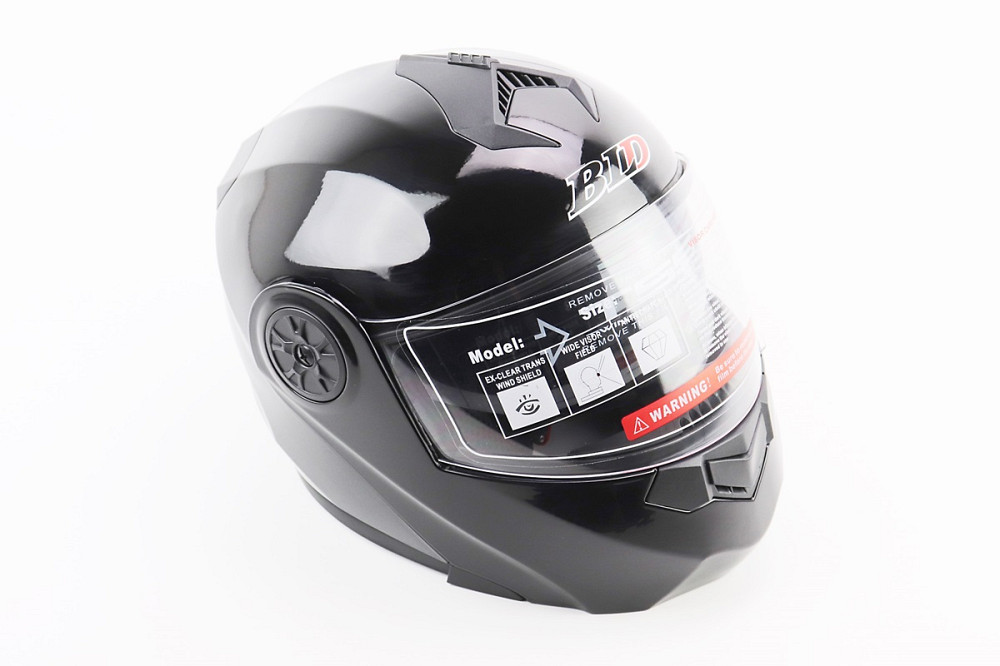 Шолом модуляр, закритий з відкидним підборіддям+відкидні окуляри BLD-159 М (57-58см), ЧОРНИЙ глянець Київ - фото 1