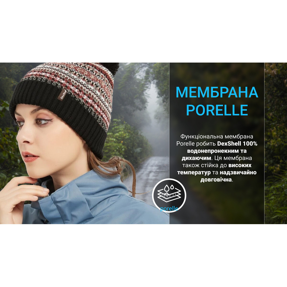 Водонепроницаемая шапка Dexshell Beanie Fair Isle разноцветная Бордовый (S-M) Киев - изображение 8