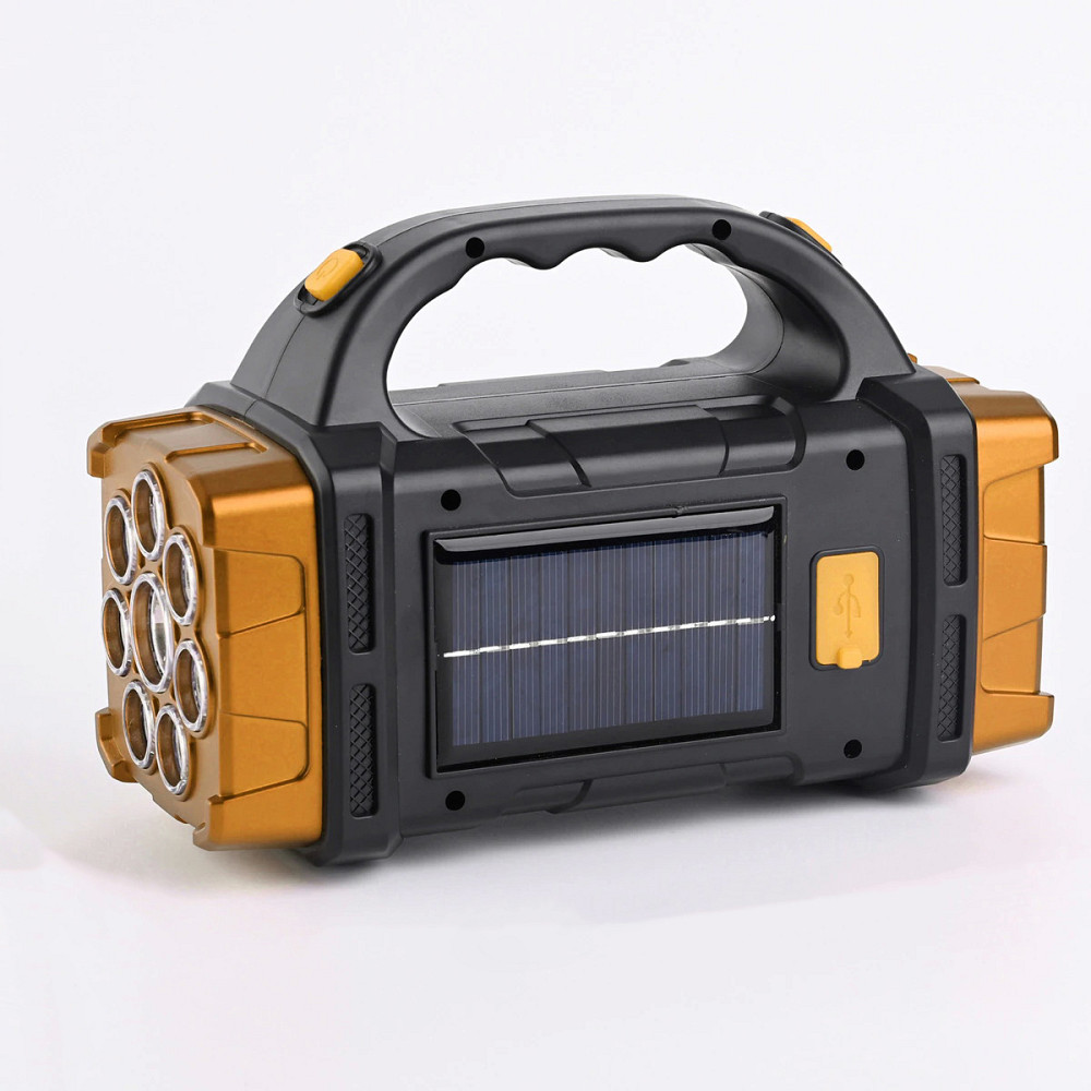 Світлодіодний ручний ліхтар Starnearby з акумулятором, на сонячній батареї (Чорний/Золотистий, 76LED, 38Вт) Николаев - изображение 2