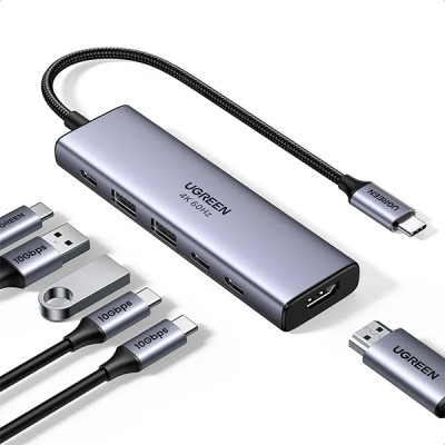 Концентратор Ugreen USB-C to HDMI + 2xUSB 3.2 + 2xUSB-C 3.2 + PD CM511 gray (35999) Вінниця - фото 2