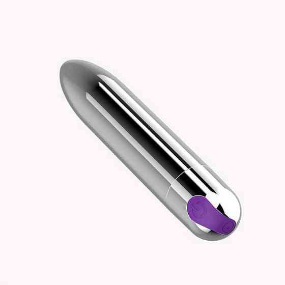 Віброкуля жіноча водонепроникна 10 режимів вібрації з USB-зарядкою Срібляста Вінниця