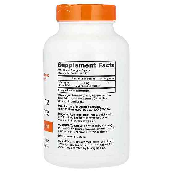 Карнитин Фумарат Doctor's Best L-Carnitine Fumarate 180 вег капс Киев