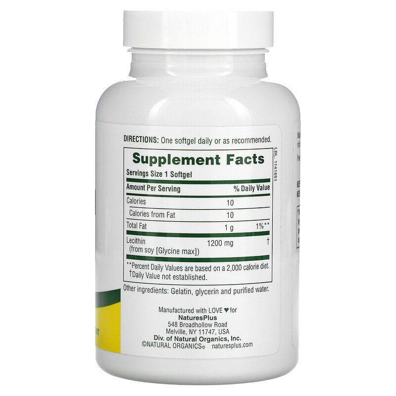 Лецитин Nature's Plus Lecithin 1200 мг 90 капсул Киев - изображение 2