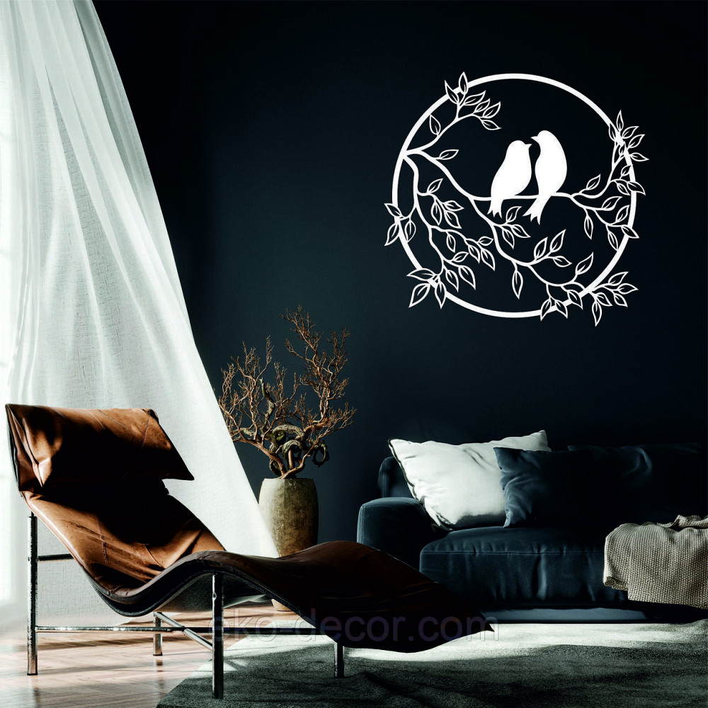 Декоративне настінне Панно «Пташки на гілці», Декор на стіну 90*86 см, Білий Київ - фото 1