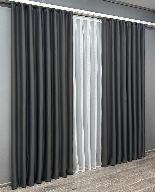 Комплект готовых штор VR-Textil Bagema Rvs № 1894ш Графитовый 200х270 см 2 шт (32-270) Киев - изображение 4