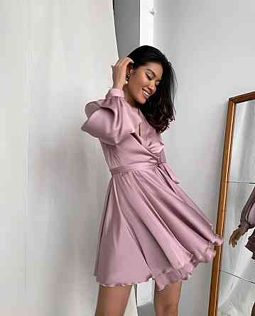 Женское вечернее романтичное мини платье шелк Пудра Одесса