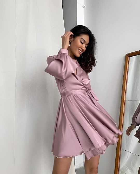 Женское вечернее романтичное мини платье шелк Пудра Одесса - изображение 1