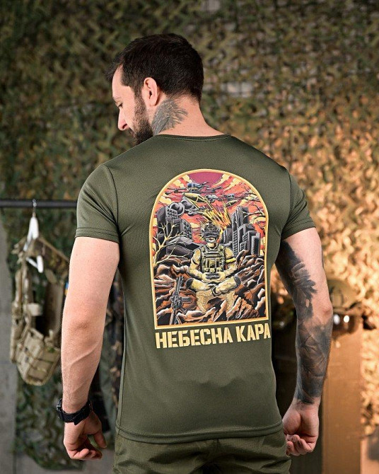 Тактична потовідвідна Футболка Небесна кара олива ПП7894 Одеса - фото 1