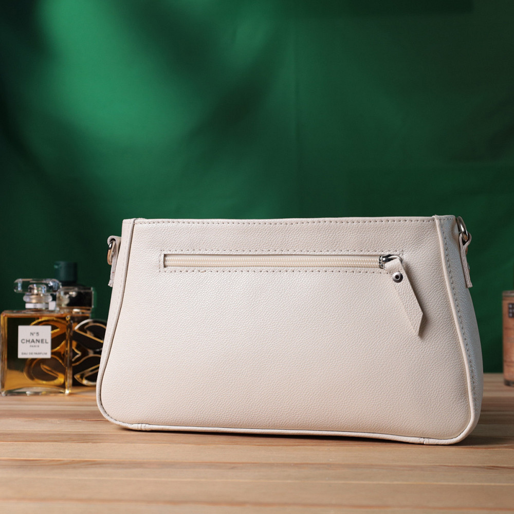 Сумка багет з ланцюжком і знімним ремінцем з натуральної шкіри Shvigel 22835 Бежева Київ - фото 10