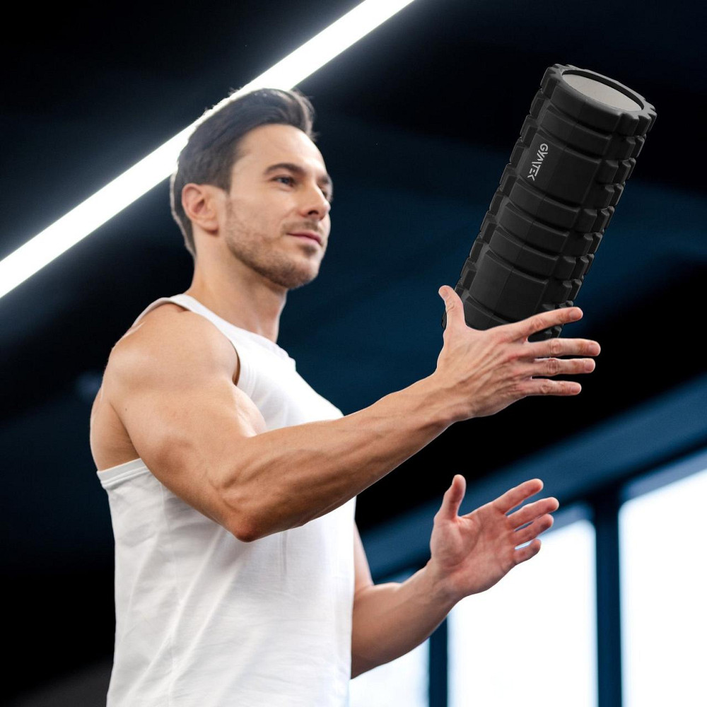 Массажный ролик Gymtek для йоги и фитнеса EVA 33*14см черный Киев - изображение 3