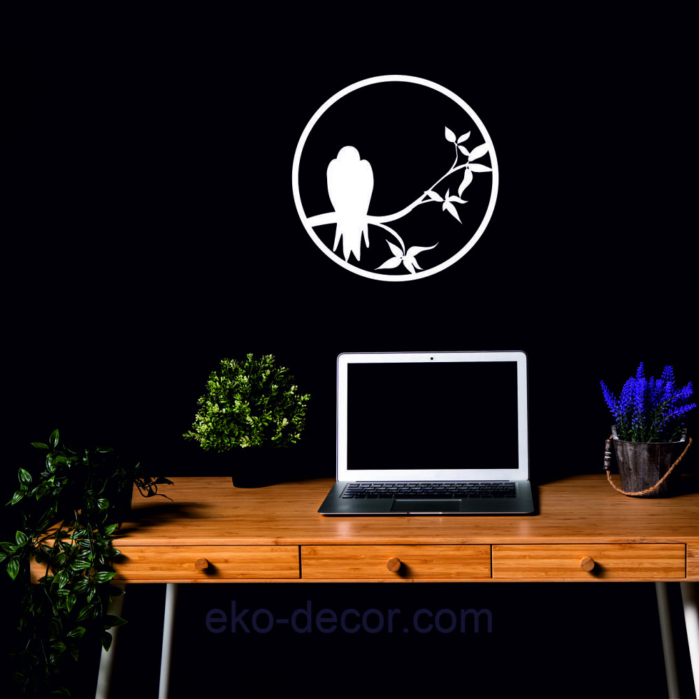 Декоративное настенное Панно «Ворон», Декор на стену 50*50 см, Белый Киев - изображение 5