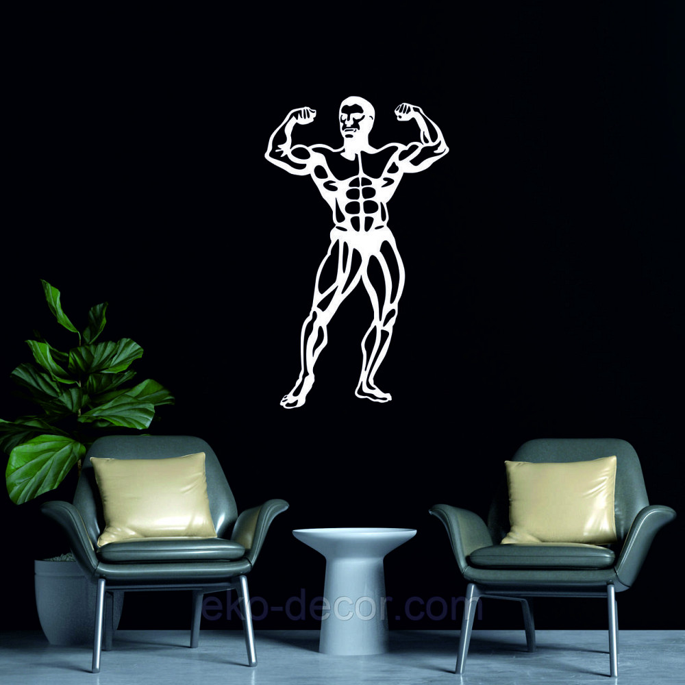 Декоративное настенное Панно «Бодибилдер», Декор на стену 70*41 см, Белый Киев - изображение 4