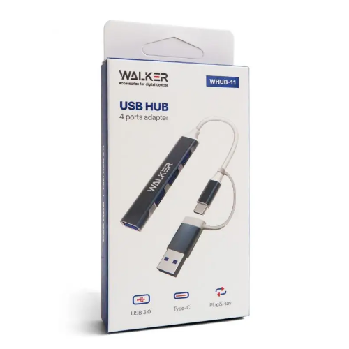 Адаптер 4в1 (4USB/Type-C) WALKER WHUB-11 Житомир