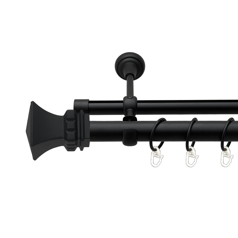 Карниз Orvit Емпорія металевий дворядний опозитний гладка \ профільна труба кільце металеве Чорний Оксамит 25\19 мм 160 см Львів - фото 1