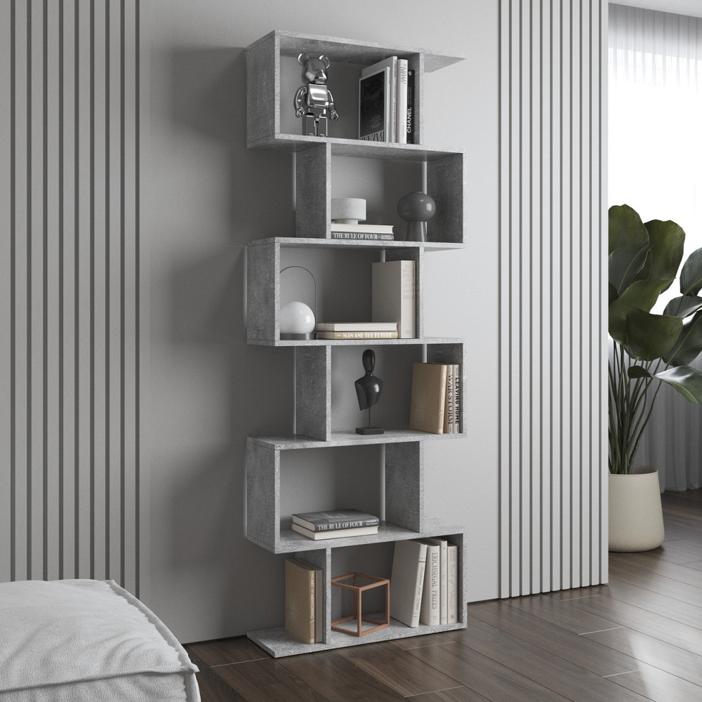 Полка для книг VAYS, стеллаж для дома M-56 Бетон Львов - изображение 1