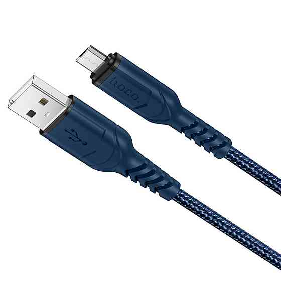 Кабель HOCO X59 USB - Micro 2.4A, 1m, нейлон, TPE конектори, колір блакитний 6931474744913 Одеса