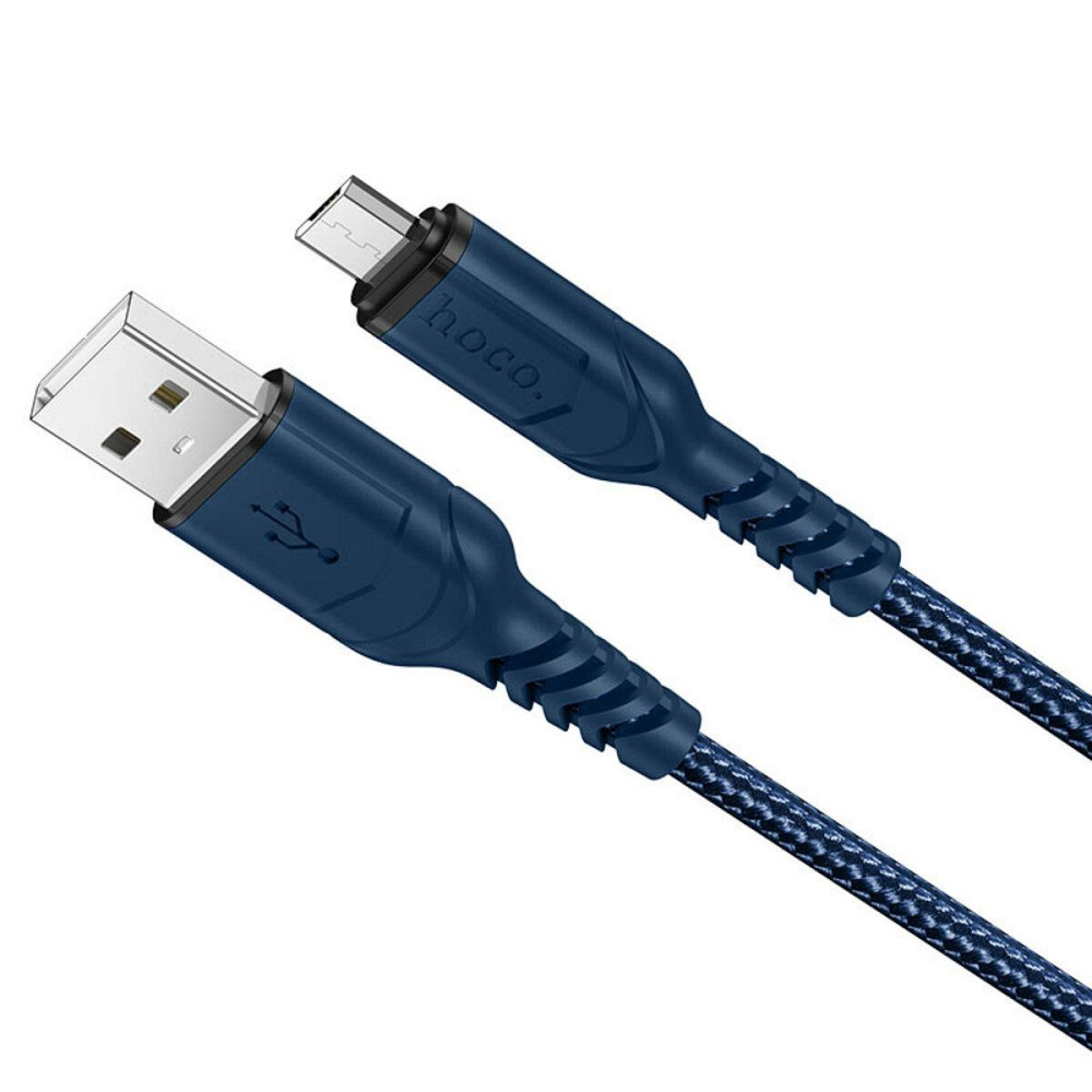 Кабель HOCO X59 USB - Micro 2.4A, 1m, нейлон, TPE конектори, колір блакитний 6931474744913 Одеса - фото 1