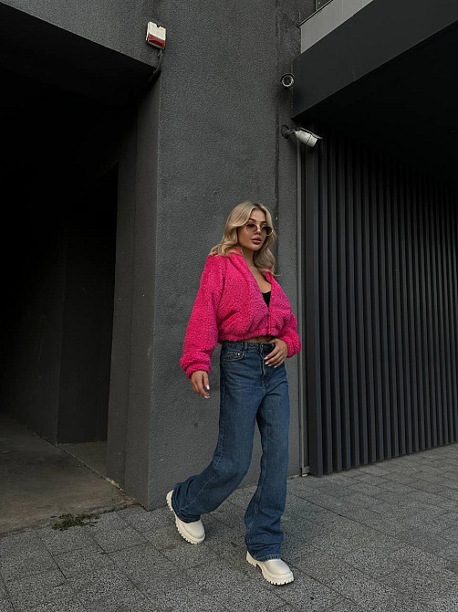 Жіноче плюшеве оверсайз худі з вушками на блискавці турецьке м'яке хутро Одеса - фото 6