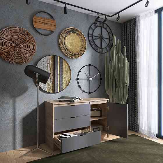 Комод із дверима та 3-ма шухлядами Еверест Сіті-1150 115,2х38х74,6 Дуб сонома/Графіт (DTM-071099) Львів