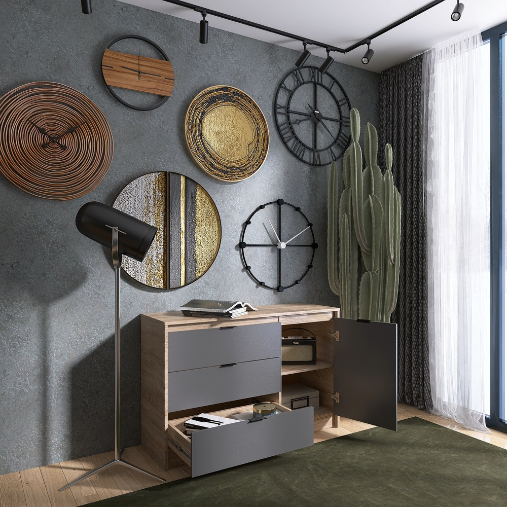 Комод с дверью и 3-мя ящиками Эверест Сити-1150 115,2х38х74,6 Дуб сонома/Графит (DTM-071099) Львов - изображение 4