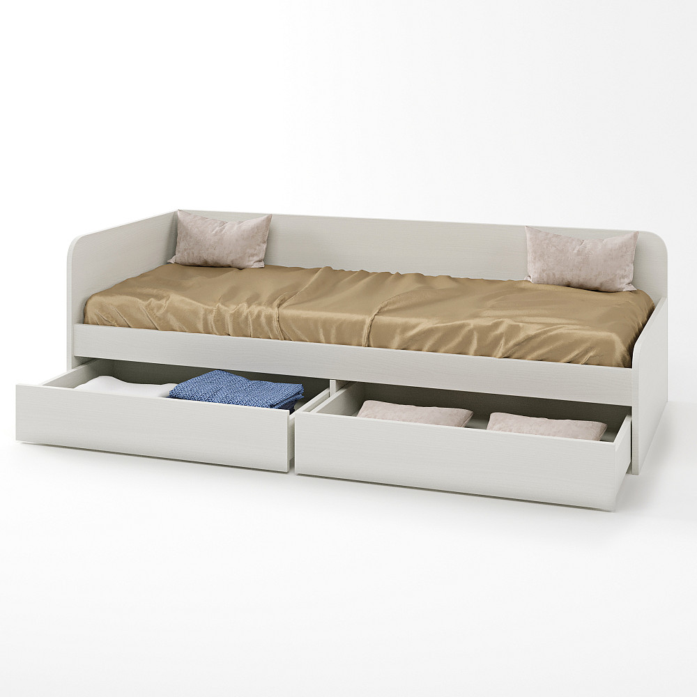 Односпальне ліжко з ящиками Еверест Соната-800 80х190 см німфея альба (білий) (DTM-2470) Львів - фото 3