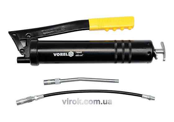 Шприц мастильний VOREL, V= 400 см³, 41-69 MPa з гнучкою і жорсткою трубками [5/10] Одесса