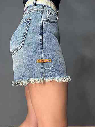 Шорты женские джинсовые Vanver 268 короткие с бахромой и ремнем голубые, голубой, 28, 28, 71 см, 98 см Киев