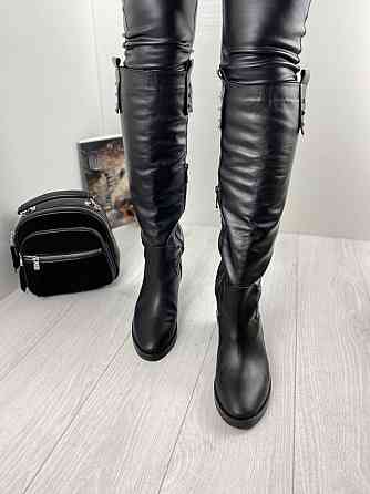 Nivelle Шкіряні чоботи жіночі демісезонні весна-осінь на низькому ходу чорні з натуральної шкір Коломыя