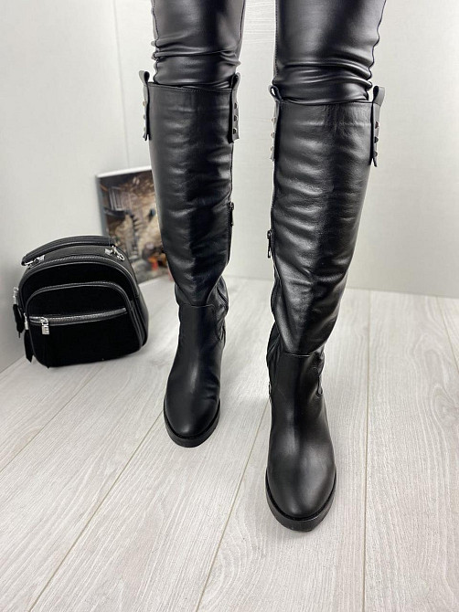 Nivelle Шкіряні чоботи жіночі демісезонні весна-осінь на низькому ходу чорні з натуральної шкір Коломыя - изображение 3