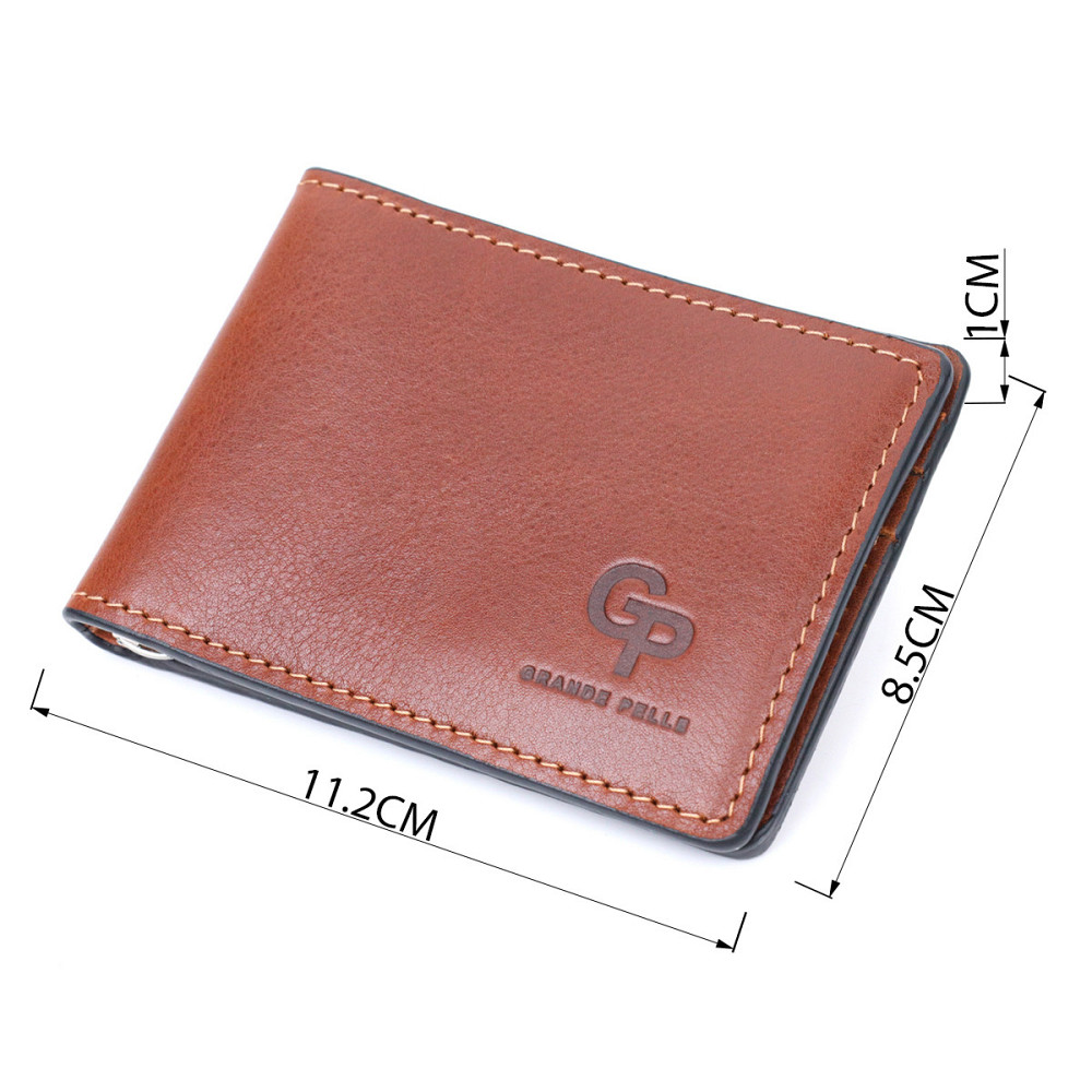 Зручний шкіряний затискач для грошей Коричневий (GRANDE PELLE) Київ - фото 7