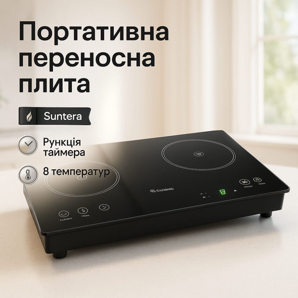 Переносна індукційна електрична плитка Suntera ICD-2202 2200Вт, Індукційні плити окремо стоячі BF-49 Львів - фото 10