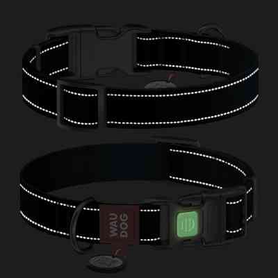 Ошейник для животных WAUDOG Nylon Mono с QR паспортом, пластиковый фастекс M черный (52101) Винница