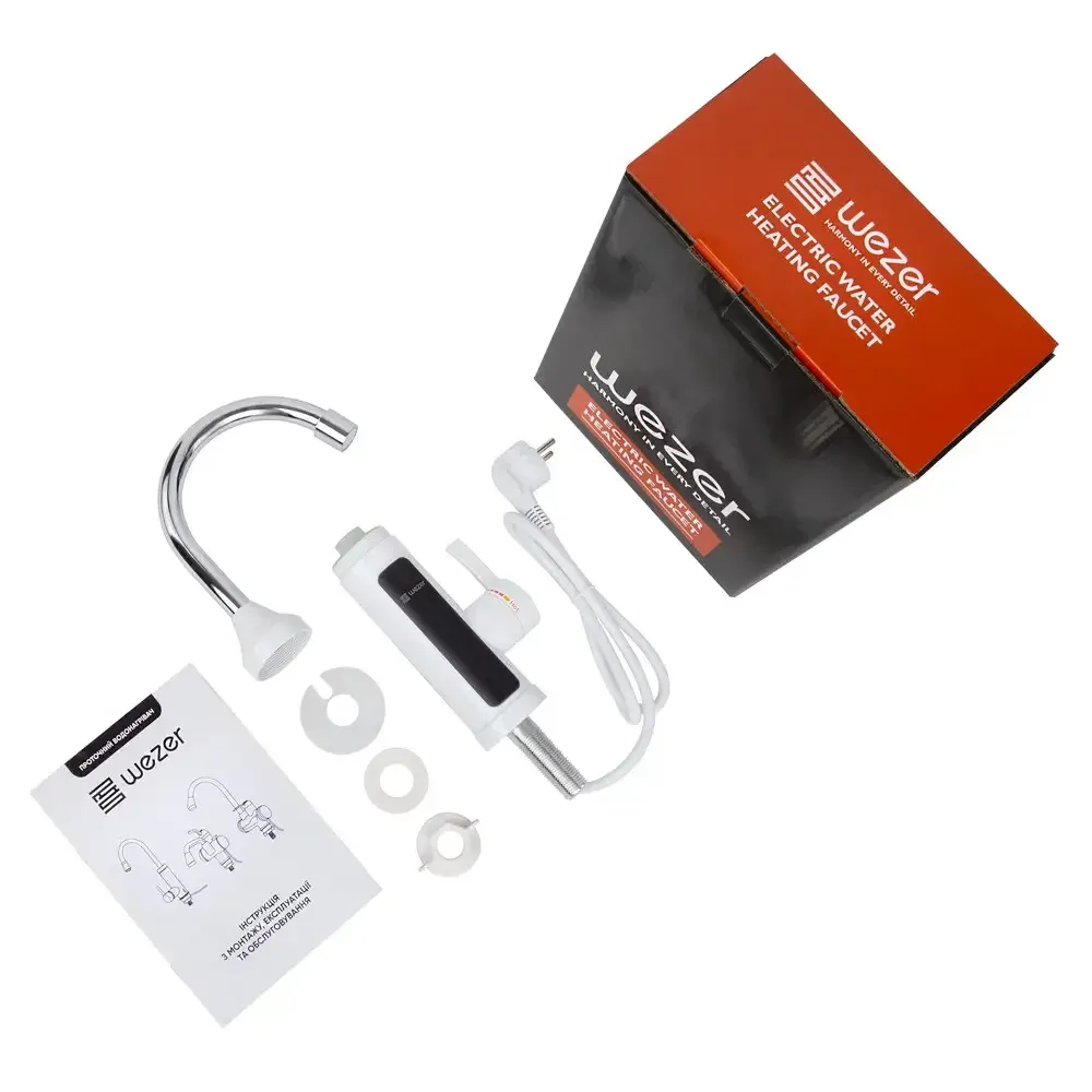 Проточний кран водонагрівач WEZER SDR-A11T білий/хром Київ - фото 2