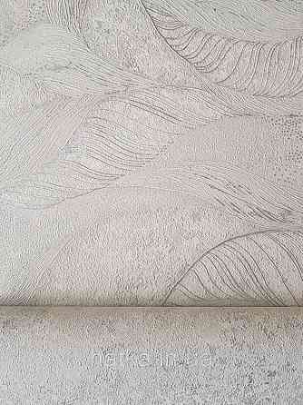 Обои виниловые на флизелине метровые Sintra Edelina абстракция волны листья 3д белые серые серебро Киев