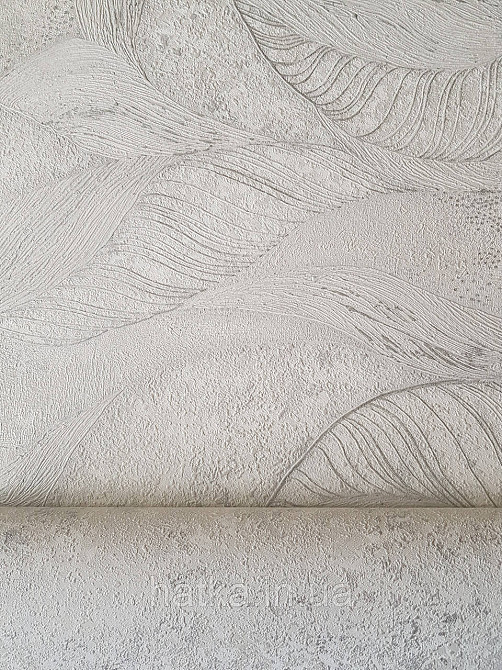Обои виниловые на флизелине метровые Sintra Edelina абстракция волны листья 3д белые серые серебро Киев - изображение 3
