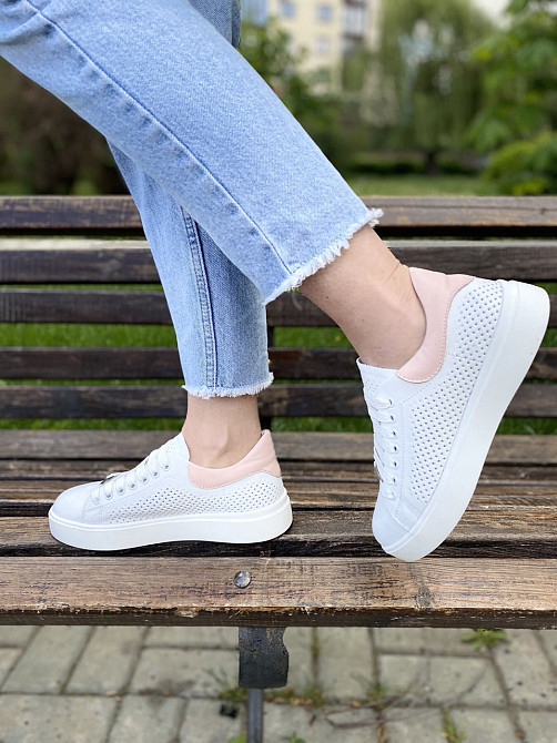 Кеды женские Украина белые натуральная кожа размер 37 (арт. 23.5см) Коломия - фото 4