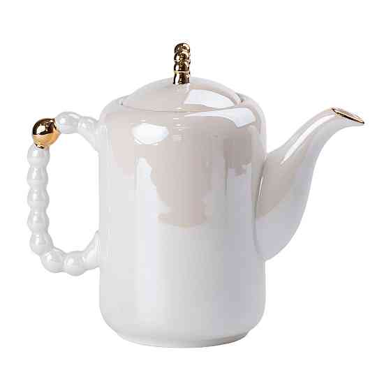 Чайний набір на 6 персон із заварювальним чайником та порцелянаовою підставкою Білий HP-15-7 Київ